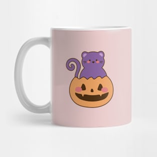 Cute Halloween Cat with Pumpkin Mug